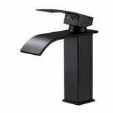 FIVET Square Waterfall Basin Mixer Tap – Matte Black Single Lever Sink Faucet