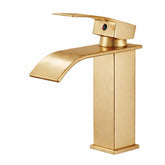 FIVET Square Waterfall Basin Mixer Tap – Brushed Gold Single Lever Sink Faucet