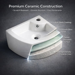 FIVET Corner Wall Mounted Basin – 320mm Triangle Cloakroom Sink Compact Design
