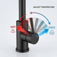 FIVET Matte Black Pull-Out Kitchen Mixer Tap – 360° Swivel Faucet