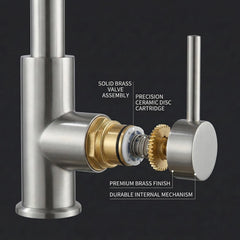 FIVET Pull-Out Kitchen Mixer Tap – Brushed Nickle Dual Function Sink Faucet