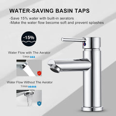 FIVET Chrome Sink Faucet – Basin Mixer Tap Single Lever with Pop-Up Waste Drain