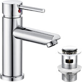 FIVET Chrome Sink Faucet – Basin Mixer Tap Single Lever with Pop-Up Waste Drain