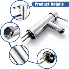 FIVET Silver Basin Mixer Tap with Pop-Up Waste – Single Lever Sink Tap