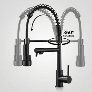FIVET Pull-Out Kitchen Mixer Tap – Black Dual Function Sink Faucet