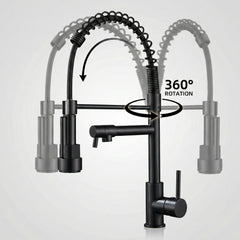 FIVET Pull-Out Kitchen Mixer Tap – Black Dual Function Sink Faucet