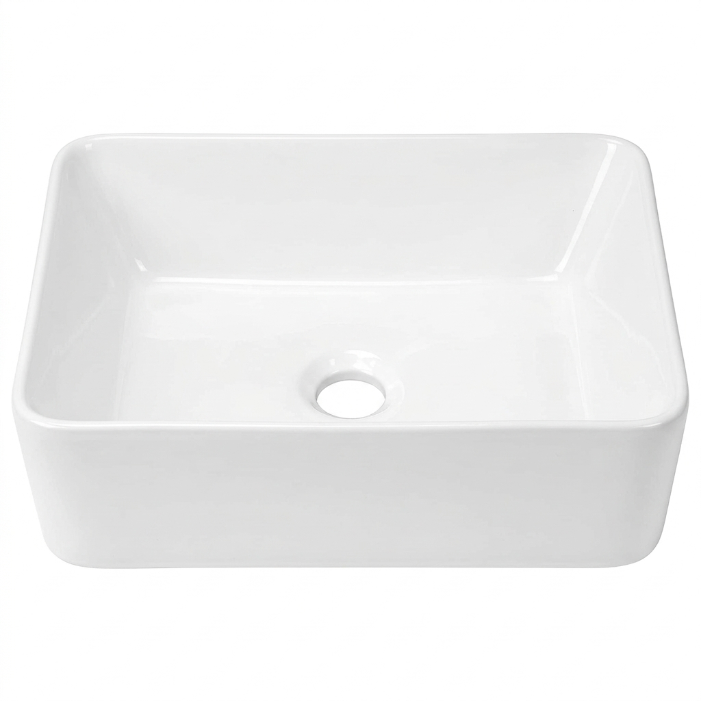 FIVET White Ceramic Rectangular Basin – 400x300mm Countertop Vessel Sink