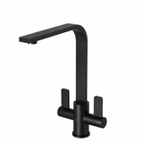 FIVET Kitchen Mixer Tap Black – Dual Handle High Arc Rotating Sink Faucet