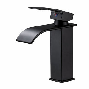 FIVET Square Waterfall Basin Mixer Tap – Matte Black Single Lever Sink Faucet