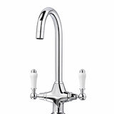 FIVET Chrome Kitchen Mixer Tap with 360° Swivel Spout – Twin Lever Sink Faucet