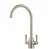 FIVET Brushed Nickel Kitchen Mixer Tap – 360 Swivel Dual Lever Basin Faucet