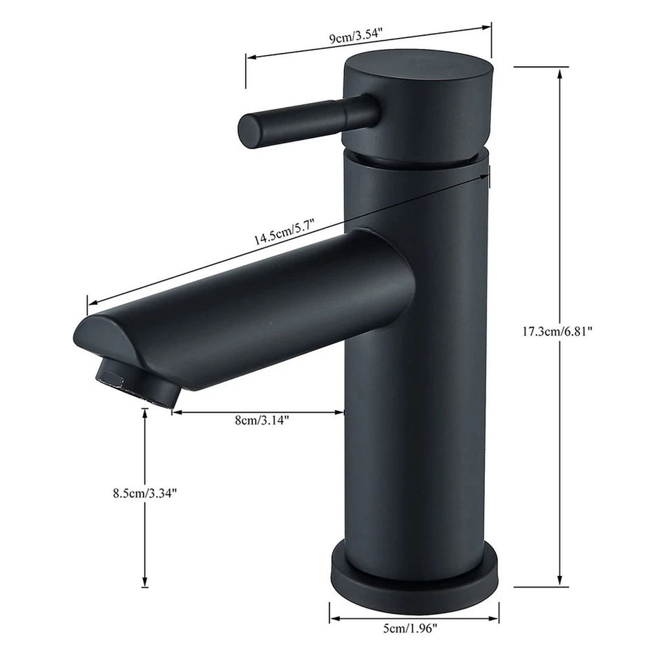 FIVET Bathroom Basin Mixer Tap – Matte Black Sink Faucet Single Lever with Waste