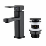 FIVET Basin Mixer Tap Matte Black – Single Lever Bathroom Sink Faucet & Pop-Up Waste