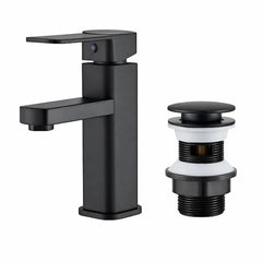 FIVET Basin Mixer Tap Matte Black – Single Lever Bathroom Sink Faucet & Pop-Up Waste