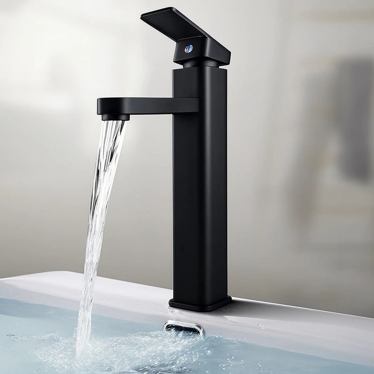 FIVET Matte Black Tall Basin Mixer Tap – 30cm High Rise Sink Faucet