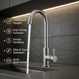 FIVET 1 Hole Kitchen Mixer Tap – Chrome High Arc Swivel Basin Faucet