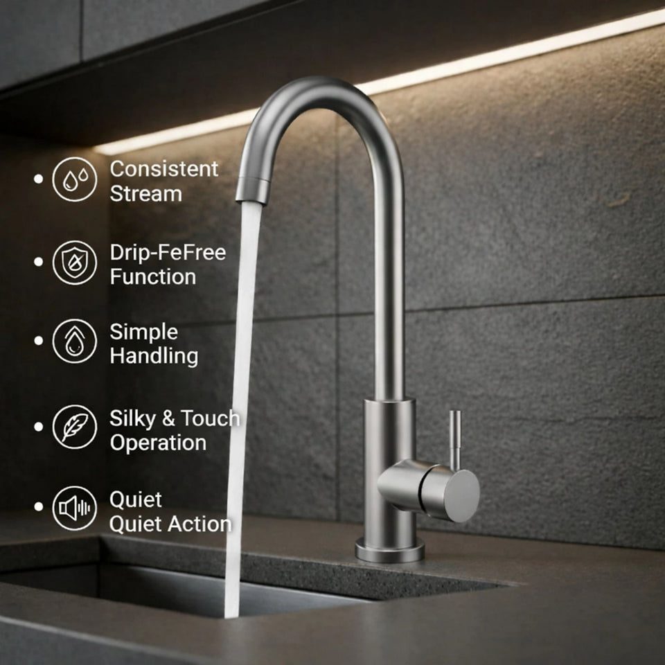 FIVET 1 Hole Kitchen Mixer Tap – Chrome High Arc Swivel Basin Faucet