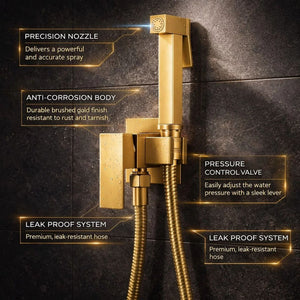 FIVET Gold Bidet Shower Set with Mixer – Handheld Toilet Sprayer