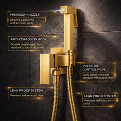 FIVET Gold Bidet Shower Set with Mixer – Handheld Toilet Sprayer