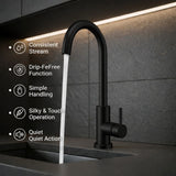 FIVET 1 Hole Kitchen Mixer Tap – Matte Black High Arc Swivel Basin Faucet
