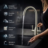FIVET Brushed Nickel Kitchen Mixer Tap – 360 Swivel Dual Lever Basin Faucet