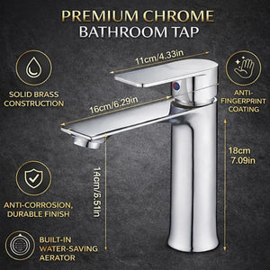 FIVET Chrome Sink Faucet – Basin Mixer Tap Single Lever with Pop-Up Waste