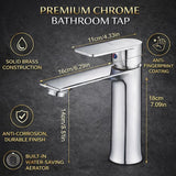 FIVET Chrome Sink Faucet – Basin Mixer Tap Single Lever with Pop-Up Waste