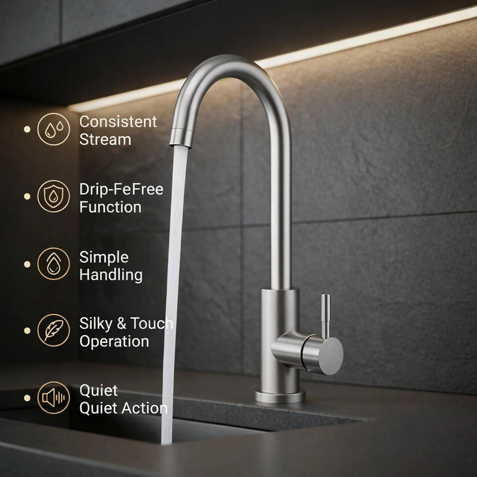 FIVET 1 Hole Kitchen Mixer Tap – Stainless Steel High Arc Swivel Basin Faucet