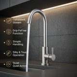 FIVET 1 Hole Kitchen Mixer Tap – Stainless Steel High Arc Swivel Basin Faucet