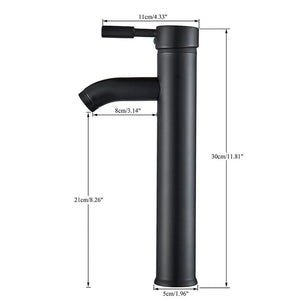 FIVET High Rise Waterfall Basin Mixer Tap – Matte Black 30cm Tall Round Faucet