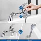 FIVET Chrome Bath Filler Set – Single Lever Deck Mounted Tap & Handheld Shower