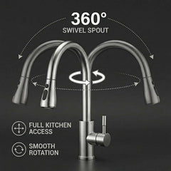 FIVET Chrome Pull-Out Kitchen Mixer Tap – 360° Swivel Faucet