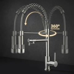 FIVET Pull-Out Kitchen Mixer Tap – Brushed Nickle Dual Function Sink Faucet