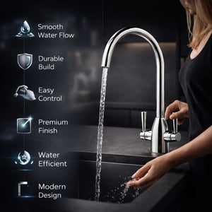 FIVET Chrome Kitchen Mixer Tap – 360 Swivel Dual Lever Basin Faucet
