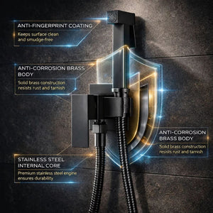 FIVET Matte Black Bidet Shower Set with Mixer – Handheld Toilet Sprayer
