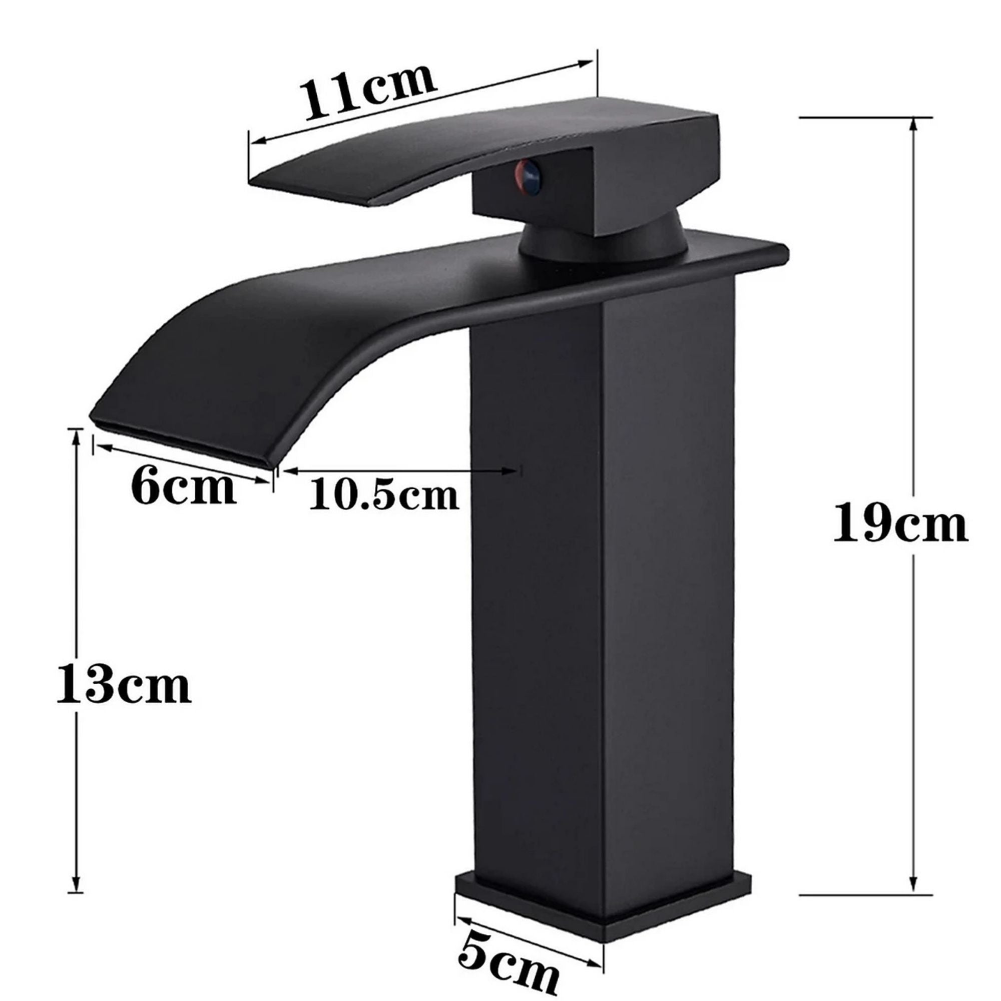 FIVET Square Waterfall Basin Mixer Tap – Matte Black Single Lever Sink Faucet