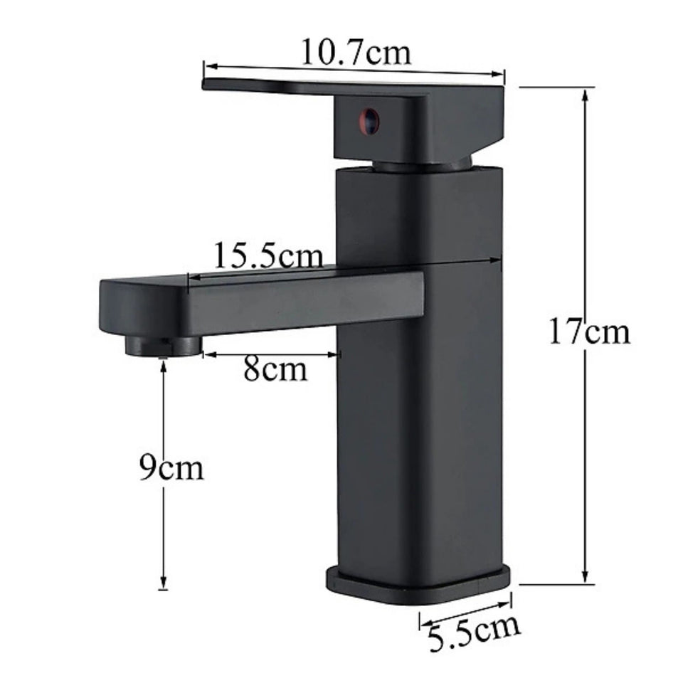 FIVET Basin Mixer Tap Matte Black – Single Lever Bathroom Sink Faucet & Pop-Up Waste