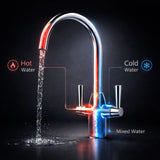 FIVET Chrome Kitchen Mixer Tap – 360 Swivel Dual Lever Basin Faucet