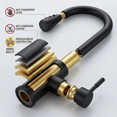 FIVET Matte Black Pull-Out Kitchen Mixer Tap – 360° Swivel Faucet
