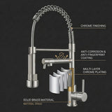 FIVET Pull-Out Kitchen Mixer Tap – Brushed Nickle Dual Function Sink Faucet