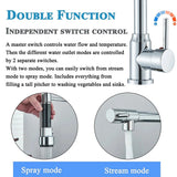 FIVET Pull-Out Kitchen Mixer Tap – Black & Chrome Dual Function Sink Faucet