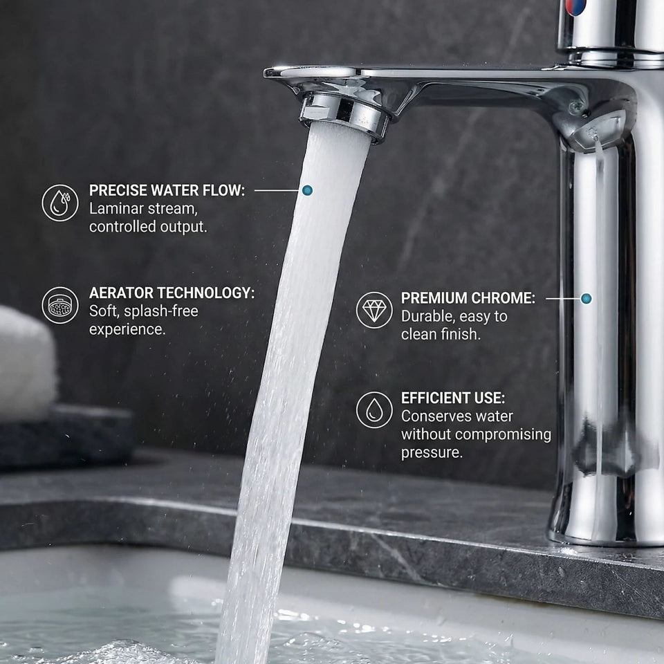 FIVET Chrome Sink Faucet – Basin Mixer Tap Single Lever with Pop-Up Waste