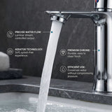 FIVET Chrome Sink Faucet – Basin Mixer Tap Single Lever with Pop-Up Waste