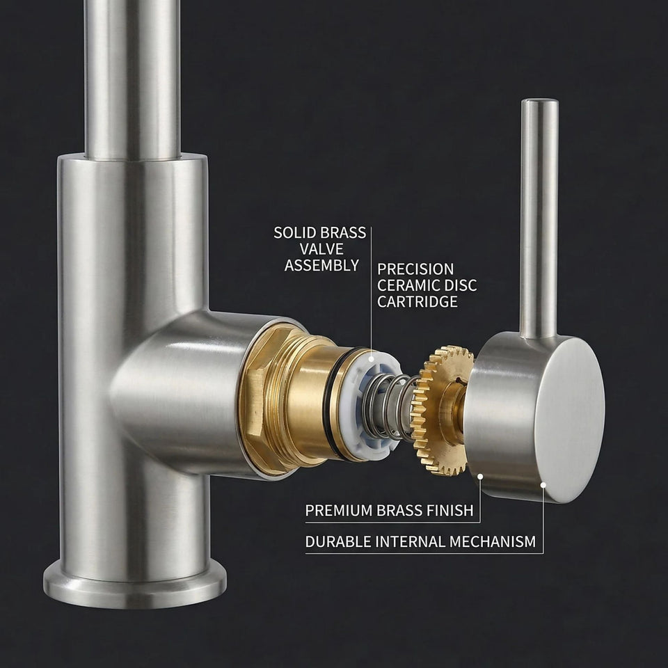 FIVET Pull-Out Kitchen Mixer Tap – Brushed Nickle Dual Function Sink Faucet