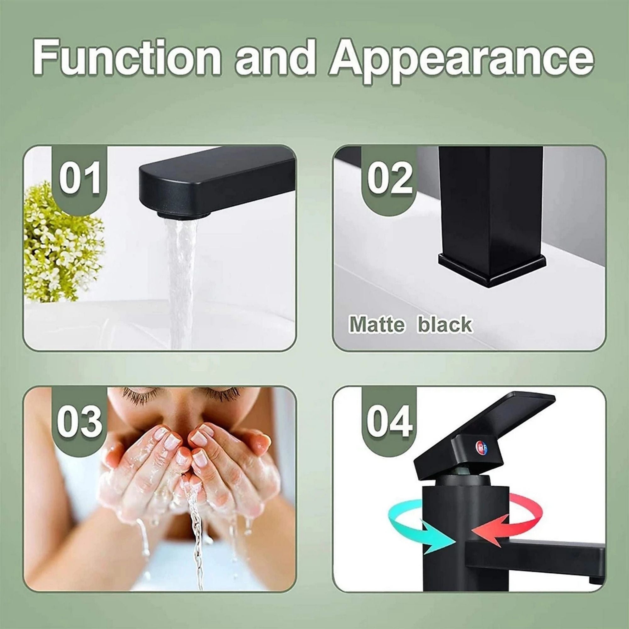 FIVET Matte Black Tall Basin Mixer Tap – 30cm High Rise Sink Faucet