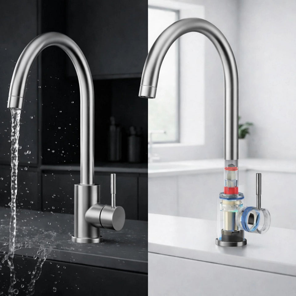 FIVET 1 Hole Kitchen Mixer Tap – Stainless Steel High Arc Swivel Basin Faucet