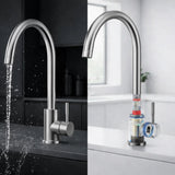 FIVET 1 Hole Kitchen Mixer Tap – Stainless Steel High Arc Swivel Basin Faucet