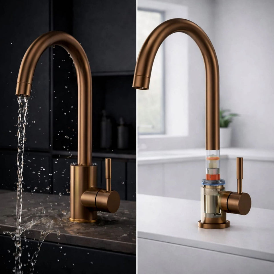 FIVET 1 Hole Kitchen Mixer Tap – Brushed Bronze High Arc Swivel Basin Faucet