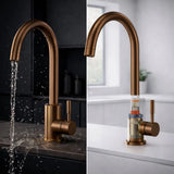 FIVET 1 Hole Kitchen Mixer Tap – Brushed Bronze High Arc Swivel Basin Faucet
