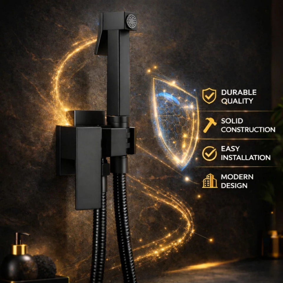 FIVET Matte Black Bidet Shower Set with Mixer – Handheld Toilet Sprayer